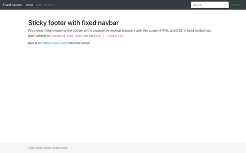 Sticky footer navbar screenshot